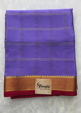 Pure Mysore Silk Lavender Red Checks