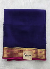 Pure Mysore Crepe Dark Purple Pink Silk Saree