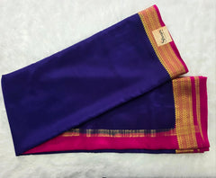 Pure Mysore Crepe Dark Purple Pink Silk Saree