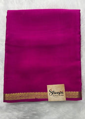 Pure Mysore Crepe Pink Gold Silk Saree