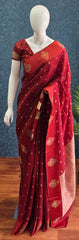 Self Rust Orange Tussar Silk Saree