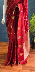 Self Rust Orange Tussar Silk Saree