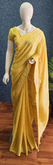 Checks Border Yellow Semi silk Saree