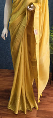 Checks Border Yellow Semi silk Saree