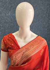 Lines Dark Orange Gorgette Saree