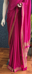 Self Pink Pure Banarasi Crepe Silk Saree