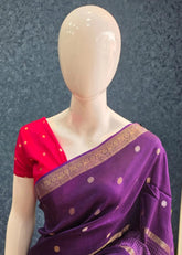 Semi Silk Middle Checks Purple Pink