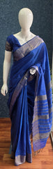 Self Blue Semi Silk Saree