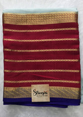 Pure Mysore Silk Light Blue Red