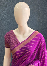 Pure Banarasi Crepe Purple