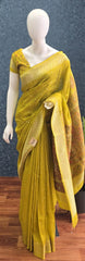 Brocade Blouse Mustard Paithani Silk Saree