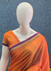 Narayanpet Cotton Saree Orange Purple