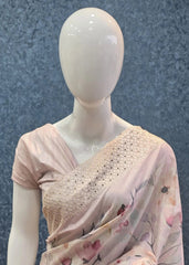 Floral Peach Viscose Saree