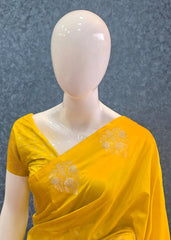 Butta Blouse Yellow Semi Silk Saree