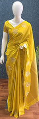 Butta Blouse Yellow Semi Silk Saree