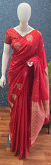 Butta Blouse Red Semi Silk Saree