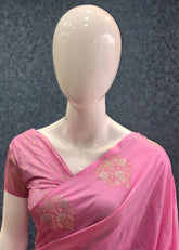 Semi Silk Butta Blouse Pink