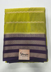 Contrast Mustard Purple Semi Crepe Silk
