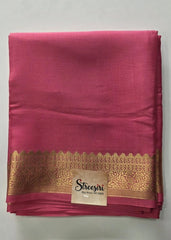 Pure Mysore Baby Pink Gold Crepe Silk Saree
