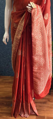 Lines Dark Orange Gorgette Saree