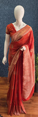 Lines Dark Orange Gorgette Saree