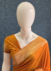 Small Butta Golden Yellow Gorgette Saree
