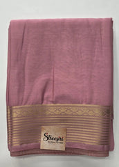 Plain Peach Gold Semi Crepe Saree