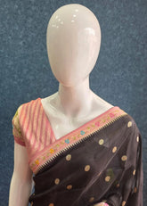 Contrast Paithani Black Pink