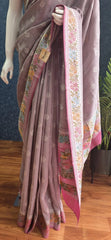 Contrast Dusty Rose Pink Paithani Silk Saree