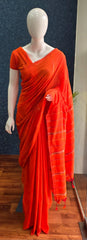 Bengal Orange Cotton Saree