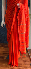 Bengal Orange Cotton Saree