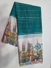 Premium Crepe Stripes Green white