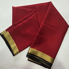 Pure Mysore Crepe - Maroon & Black