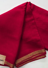 Crepe Silk Small Border -Red