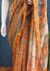Maheshwari silk-Black & Orange