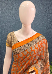 Maheshwari silk-Black & Orange