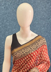 Maheshwari Silk Deep red - Black