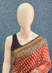 Maheshwari Silk Deep red - Black