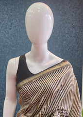 Maheshwari Silk - Black Cream Stripes