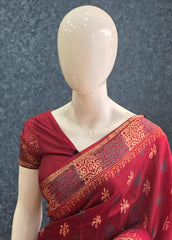 Soft Maroon Cotton Silk Saree