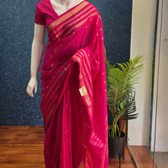 Bentex Border Pink Semi Silk Saree