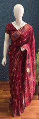 Soft Maroon Cotton Silk Saree