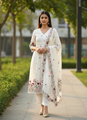 Salwar 3Pc White Hand Work