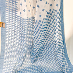 Jamdani White  Blue Cotton Saree