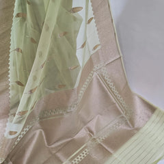 Organza Limerick Green Banarasi Tissue Saree