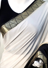 Semi Mysore Crepe- Black and White