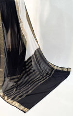 Semi Mysore Crepe- Black and White