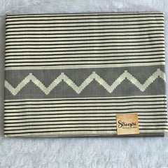 Womania Black Cream Stripes Cotton Saree