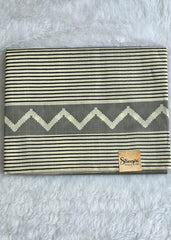 Womania Black Cream Stripes Cotton Saree