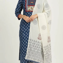 Contrast Blue White Cotton Suit